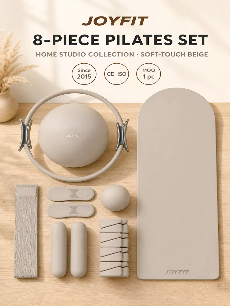 Unisex Pilates Accessories Kit Custom Color Stretch Fabric Resistance Band Magic Circle Yoga Block Pilates Ring Gym Bar Dumbbell